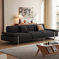 Canapé 3 places vintage italien minimaliste en tissu flottant, design Bauhaus, acier inoxydable, mobilier d'hôtel droit