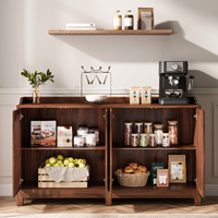 Armoire de buffet 57 "avec rangement, armoire de buffet longue avec portes et étagères réglables, buffet d'appoint en bois autoportant