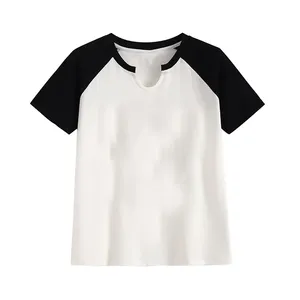 2024 Short Sleeve T-Shirt Undershirt Slim Ladies Crop Top All Over Print Plain High Quality Custom Logo Colour Changing T-Shirts