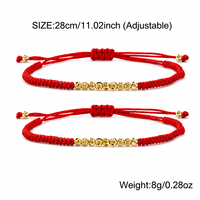 Pulsera Go2boho de Hilo Rojo Trenzado de Nailon con Cuentas de Bola Chapadas en Oro de 18K, Joyería de Moda Unisex para Regalo