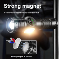 Lampe torche LED rechargeable OEM ABS blanche avec affichage d'écran, lumière latérale COB magnétique puissante et double interrupteur