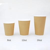 Gobelets à café jetables à double paroi en papier kraft, prix d'usine, avec estampage, écologiques et recyclables, pour boissons