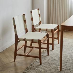 Stile scandinavo giapponese in legno massello sedie da pranzo ristorante caffetteria bar sedili in pelle per l'applicazione della scuola alberghiera - Product Image 4