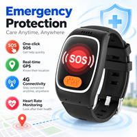 Montre connectée carrée 4G LTE GPS avec alerte de chute SOS, étanche IP67, bracelet en silicone, charge magnétique, surveillance de sécurité d'urgence pour personnes âgées