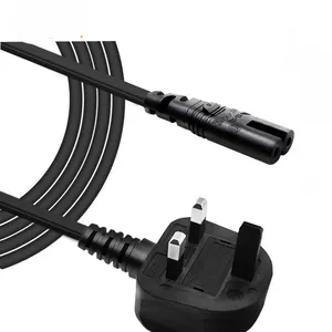 Cable de extensión barato de CA británico a IEC BSI 250V C7 UK enchufe de 3 pines para ordenador portátil cable de alimentación 0, 75 mm2