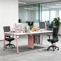 Bureau de travail moderne et simple avec tiroir encastré, pieds en acier robustes, idéal pour une configuration de bureau en cellule pour 4 personnes