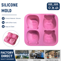 Anpassbare 4-fach Silikonform für DIY-Desserts, Seifen, Harz, Kerzen und ätherische Öle – Niedliche Cartoon-Marmot-Form, lebensmittelecht