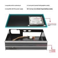 Ordinateur industriel personnalisable Mid Tower Mini ITX J1900, panneau en acier et alliage d'aluminium, Mini HTPC domestique, Mini-ordinateur horizontal avec alimentation flexible