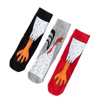 Nouvelles chaussettes unisexes tricotées absorbant la transpiration, décontractées, à imprimé animal, mi-mollet, mignonnes, tendance, amusantes et créatives, motif poulet, collection automne-hiver