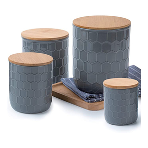 Recipiente de Cerámica para Almacenamiento de Café, Azúcar y Té, con Acabado Crema, Personalizable - Product Image 4