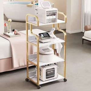 Modern Gold White Salon Trolley Removable Beauty Makeup Storage Hair Salon Trolley <b>Cart</b> <b>Tool</b> Cabinet - Product Image 1