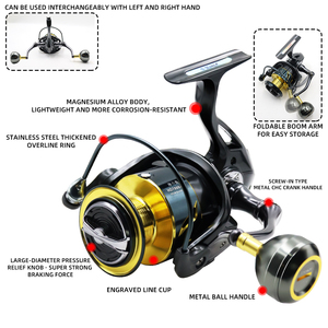 Mulinello da Pesca in Mare HD3000-7000 <span class=keywords><strong>Serie</strong></span> 5.2:1, per Pesca in Fiume e Traina, 7+1BB, in Lega di Alluminio e Plastica - Product Image 3