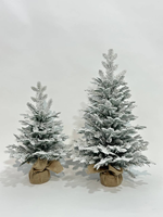 Sapin de Noël miniature de haute qualité de 60 cm avec support en métal, alimenté par USB, léger, décorations floquées blanches
