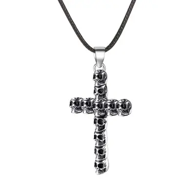 Collier en forme de crâne croisé pour hommes et femmes, pendentif en argent plaqué argent, bijou de personnalité, nouvelle collection Punk