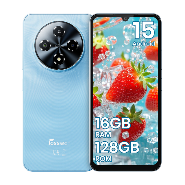 Fossibot S5 Original Unlocked 6000Mah 6.8"Hd+ 120Hz OTG 3.5mm+Type C Android15 Dual Sim Smartphone With Fingerprint Unlock