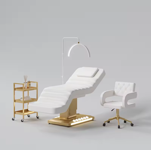 Luxury Electric Lash Bed Set with Half-Moon Light <b>Stool</b> Trolley for Eyelash Extension Beauty Spa Bed - Product Image 2