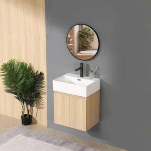 Lavabo Rectangular de Cerámica para Baño, Montado en la Pared, con Mueble, Moderno, Suspendido, Fácil de Limpiar, Duradero - Product Image 3