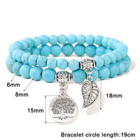 Bracelets de couple tendance avec pendentif feuille Arbre de Vie, ensemble de bracelets perlés en pierre naturelle améthyste pour hommes et femmes
