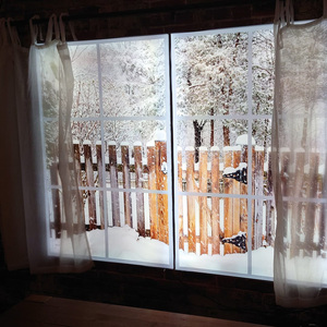 Fenêtre <span class=keywords><strong>LED</strong></span> personnalisable avec impressions scéniques interchangeables, cadre en bois pour la décoration du salon et de la chambre - Product Image 6