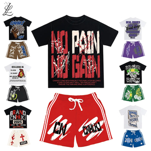 Set di Shorts con LOGO personalizzato Shorts tuta da <span class=keywords><strong>uomo</strong></span> Shorts con oversize Plus Size 2 pezzi Set jogger abiti per <span class=keywords><strong>uomo</strong></span> - Product Image 1