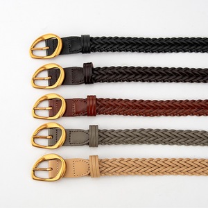 <span class=keywords><strong>Ceinture</strong></span> fine en papier tressé style simple avec boucle en alliage <span class=keywords><strong>dorée</strong></span> pour <span class=keywords><strong>femme</strong></span>, 110 cm, <span class=keywords><strong>ceinture</strong></span> décontractée vintage pour jeans, vente en gros - Product Image 2