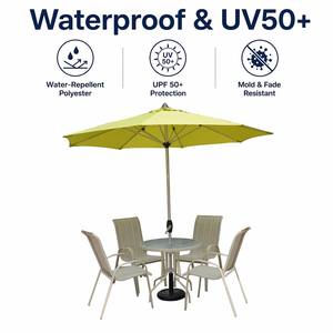 3x3M Commercial Heavy Duty Center Pole Patio Umbrella Aluminum Waterproof UV50+ Outdoor Hotel <strong>Garden</strong> Beach Crank <strong>Tilt</strong> <strong>Parasol</strong> - Product Image 3