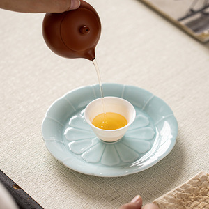 Silent Lotus Plate Ceramic Fruit Dish Porcelain Tea <b>Snack</b> <b>Tray</b> Zen Style Serving Platter - Product Image 1