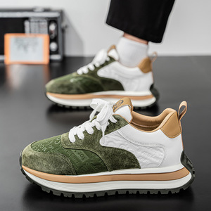 Zapatos Deportivos Casuales de Cuero Genuino para Hombre, Transpirables, con Suela Gruesa, Diseño Versátil que Aumenta la Altura - Product Image 4