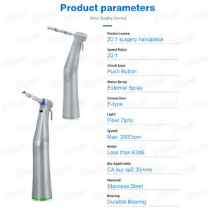Manipolo in fibra ottica impianto dentale 20:1 contrangolo in acciaio inox Handpiece con testa staccabile - Product Image 4