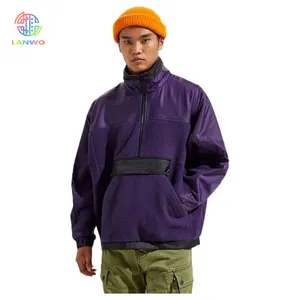 Зимняя модная мужская куртка Lanwo, фиолетовая флисовая куртка на молнии, уличная одежда, куртка