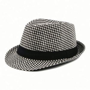 Custom Mens Fedora Hats Wholesale Unisex Houndstooth Fedora Hats Women - Product Image 1