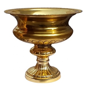 Vase en métal pour fleurs, finition dorée, pour la décoration de table et de mariage, vase à fleurs brillant avec poignées - Product Image 3