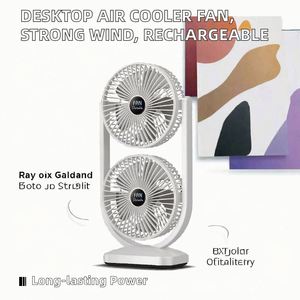 Ventilateur de table électrique rechargeable USB double tête haute qualité 2026 avec 3 vitesses de vent 360° °   Ventilateur de circulation d'air rotatif pour bureau - Product Image 2