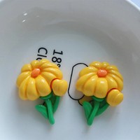 Printemps Tournesol Nénuphar Fleur de Lotus Résine breloques DIY boucles d'oreilles coque de téléphone décoration pendentif épingle à cheveux peut ajouter crochet