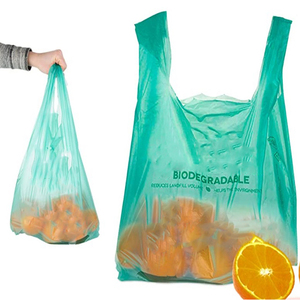 Sac de courses écologique, biodégradable, compostable et réutilisable en forme de T-shirt, sac poubelle - Product Image 1