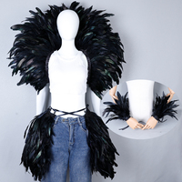Ensemble jupe et poignets à plumes douces cousues à la main, style professionnel et tendance, pour mariage, carnaval, Halloween, fête, danse, performance, cosplay