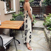 Robe hobo élégante, style streetwear vintage, motif géométrique, dos nu, longue jupe, antistatique, robe de plage pour femmes