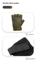 Gants tactiques demi-doigts d'extérieur en polyester avec protection des articulations et sangle de poignet pour le cyclisme, la randonnée et l'entraînement physique