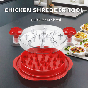 Déchiqueteur de viande manuel pour poulet, attendrisseur de viande avec base antidérapante, double poignée, couvercle transparent pour porc, bœuf, usage en cuisine. - Product Image 2