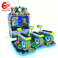 Machine de simulation de vélo de course fitness multicolore à 3 joueurs, à monnayeur, avec cadre métallique, version anglaise, pour centres de jeux