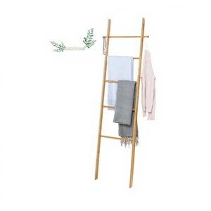 Wholesale Eco2go Vietnam Natural <b>Bamboo</b> Ladder Towel Rack Heater Modern Design 5 Year Warranty Custom Size Color for Bathroom - Product Image 1