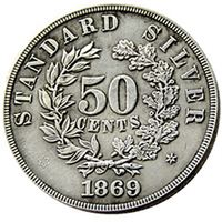 Monedas Decorativas de Reproducción Plateadas de 50 Centavos de Morgan de 1869 de EE. UU.