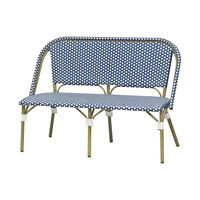 Canapé double en rotin avec dossier imperméable en alliage d'aluminium, style minimaliste moderne, pour restaurant, café, extérieur et cour