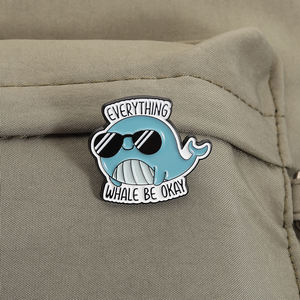 I Whaley Like You Funny Whale Pun Enamel Pin Everything Whale Be Okay You're Whalecomeブローチラペルバッジジュエリーギフト - Product Image 3
