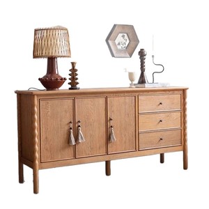 French Retro Solid Wood <b>Sideboard</b> Vintage Style Storage Cabinet For Living Room Entryway - Product Image 5