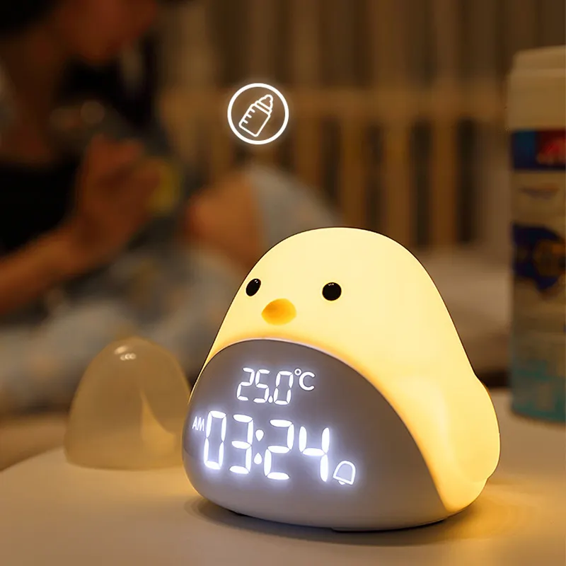 Alta Qualidade Bonito Tempo Digital Pássaro Toque Luz Despertador Tempo Temperatura LED Display Night Light Alarm Clock