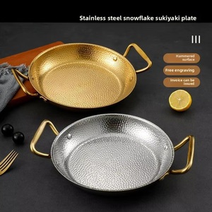 Estilo coreano espanhol marisco <span class=keywords><strong>paella</strong></span> pote aço inoxidável malho tripé álcool fogão duplo-orelha quente pote marisco pote