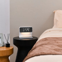 Réveil avec chargeur sans fil rapide 20W, support avec lampe et écouteurs, tension universelle 9-12V, sortie pour téléphone portable