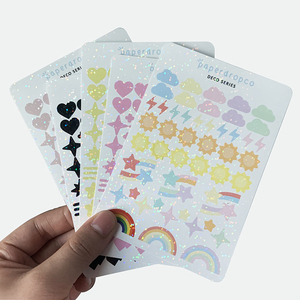 Adhésif personnalisé A4 A5 A6 vinyle Kawaii coréen baiser coupe arc-en-ciel <span class=keywords><strong>effet</strong></span> paillettes feuilles d'autocollants impression - Product Image 5
