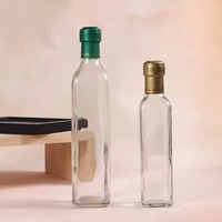Bouteille en verre d'huile d'olive carrée transparente de 500ml avec couvercle pour emballage d'huile de cuisson